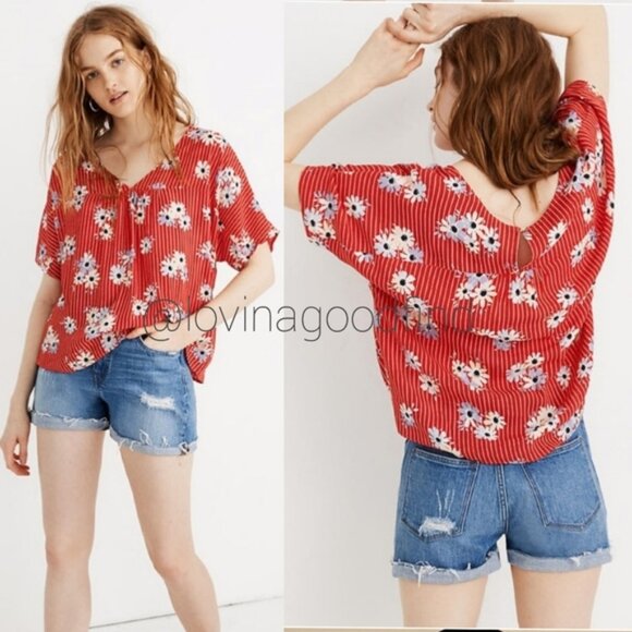 Madewell Tops - MADEWELL Rhyme Short Sleeve Floral Retro Blouse in Daisy Society EUC sz S